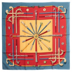 Hermès 1990 Foulard Carré 90 Cannes et Pommeaux Silk Twill Scarf Hermes