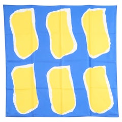 Hermès 2014 Foulard Carré 90 Claude Viallat Blue Yellow Silk Scarf Hermes