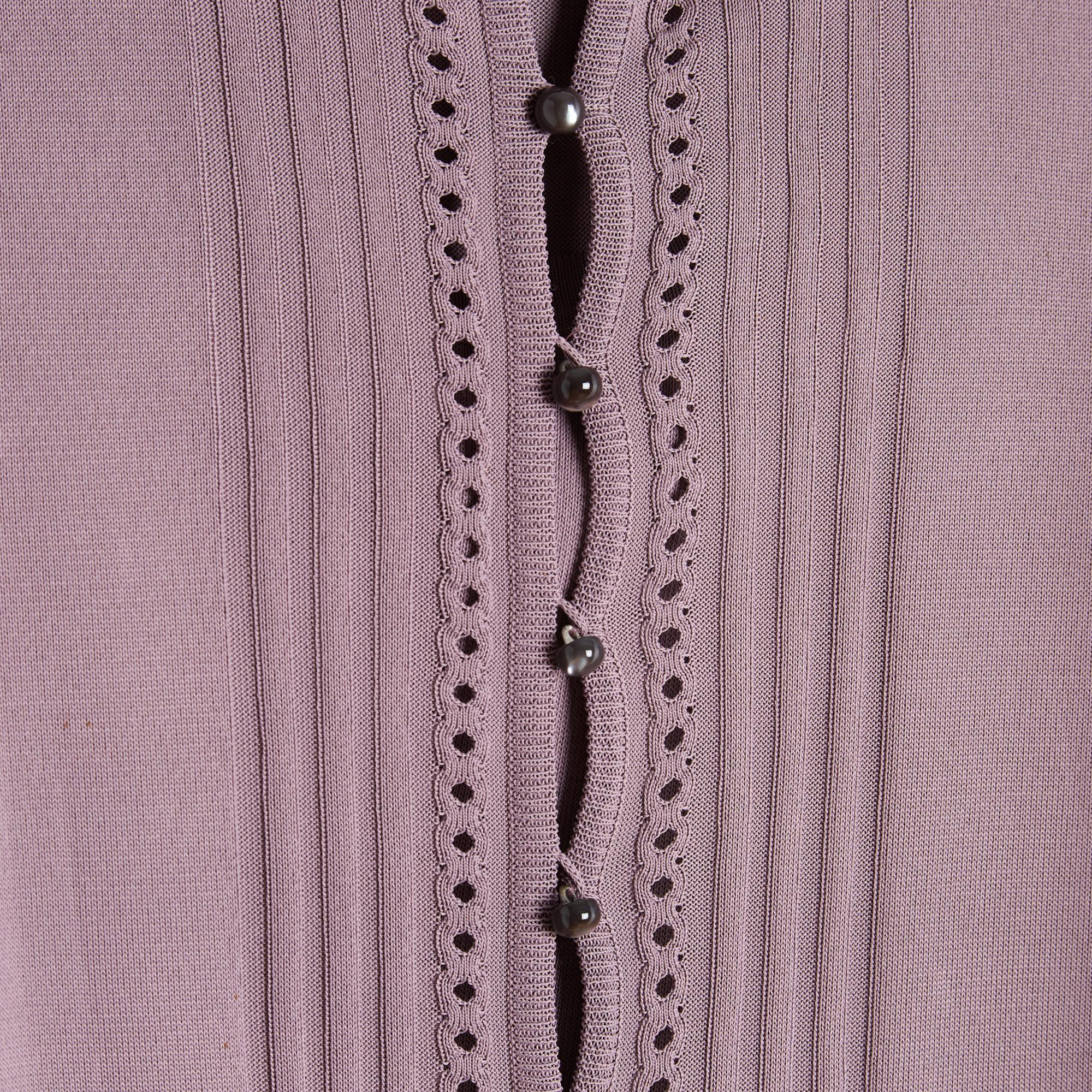 Grigio Hermès Top Gilet FR38 Viola Viscosa Canotta Cardigan Twin Set UK10 US8 Hermès in vendita