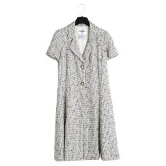 Chanel 2010 Veste FR40 Blanc Noir Coton Tweed  Veste sans manches UK12 US10