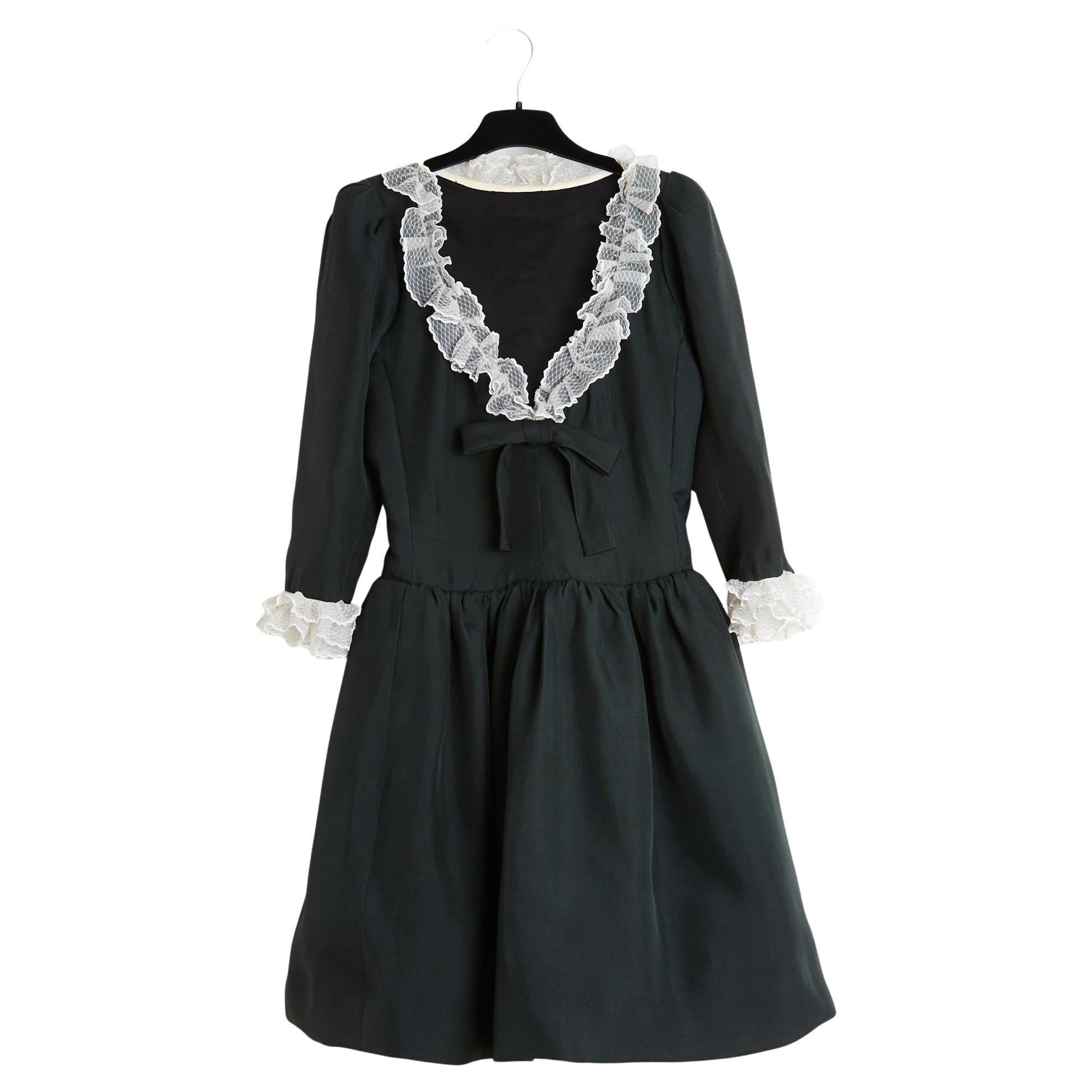 Yves Saint Laurent 1960s Robe FR38 Haute Couture Kleines Schwarzes Kleid UK10 US6 YSL im Angebot