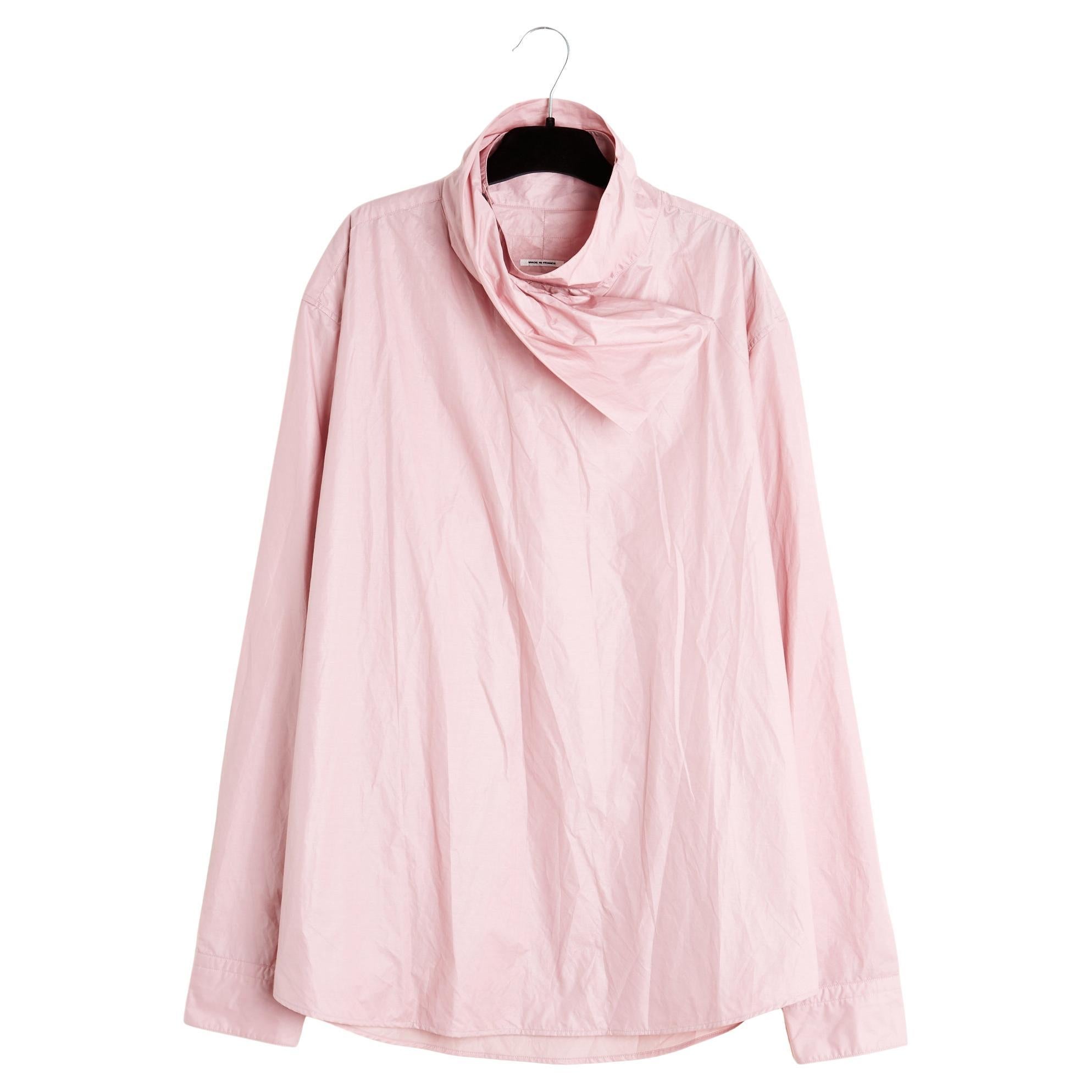 Hermès Chemise Rose 41 Pink Popelin Foldes Collar Shirt Top 16 Hermes Cut Tag