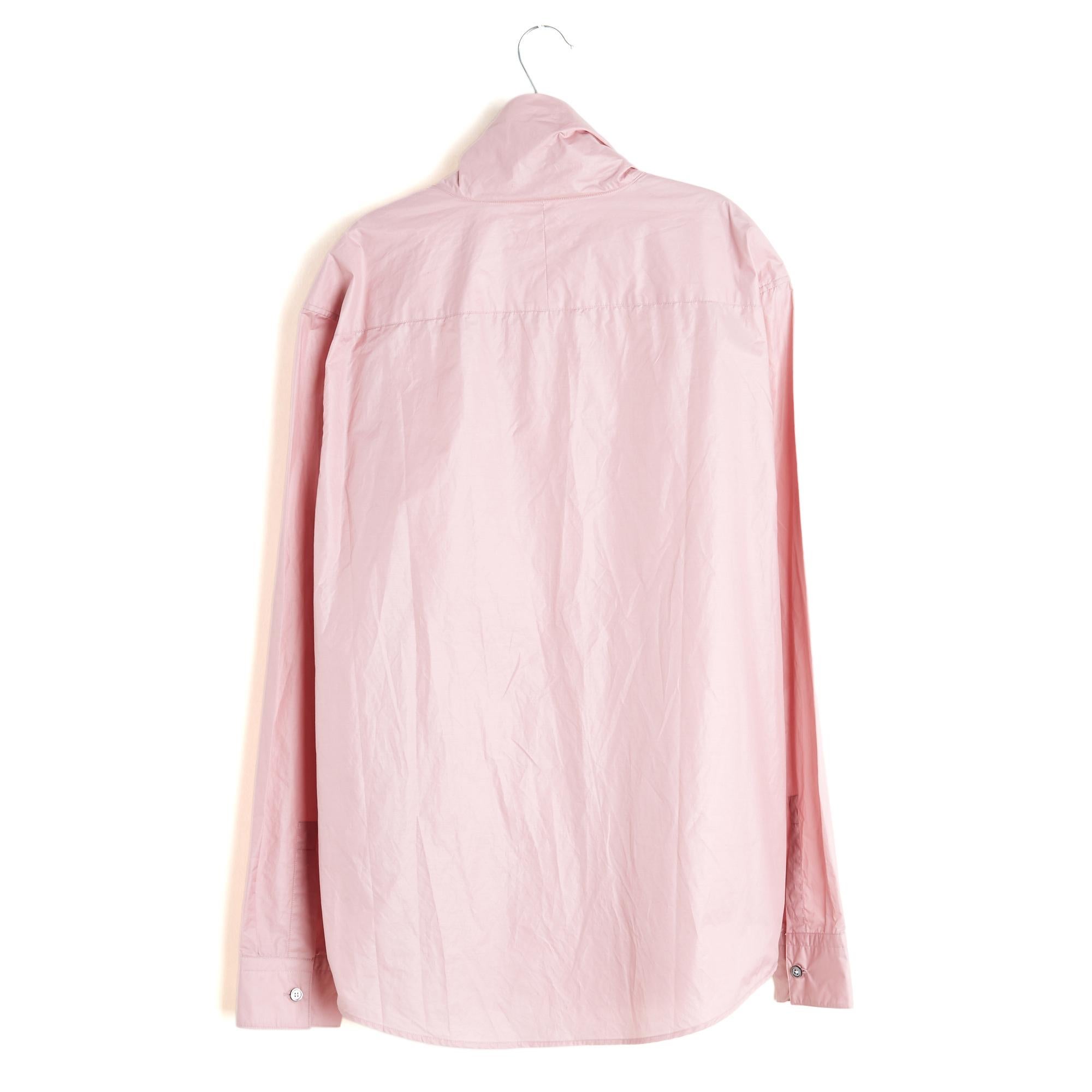 Hermès Chemise Rose 41 Pink Popelin Foldes Collar Shirt Top 16 Hermes Cut Tag In condizioni ottime in vendita a PARIS, FR