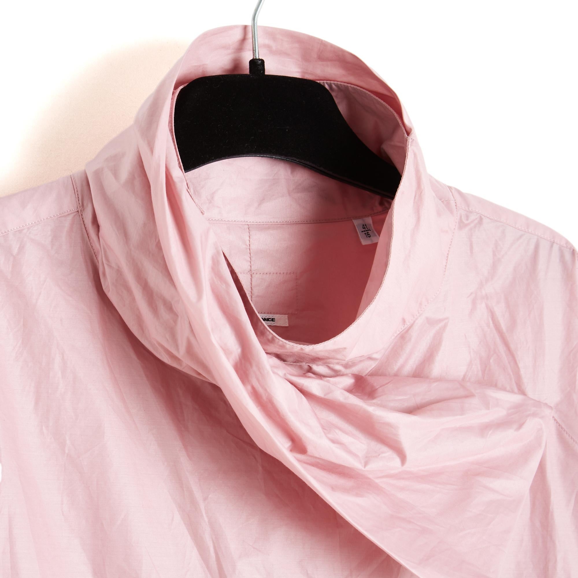 Beige Hermès Chemise Rose 41 Pink Popelin Foldes Collar Shirt Top 16 Hermes Cut Tag in vendita