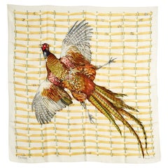 Hermès 1960 Foulard Carré 90 Faisan Royal Linares Silk Twill Scarf Carre Hermes