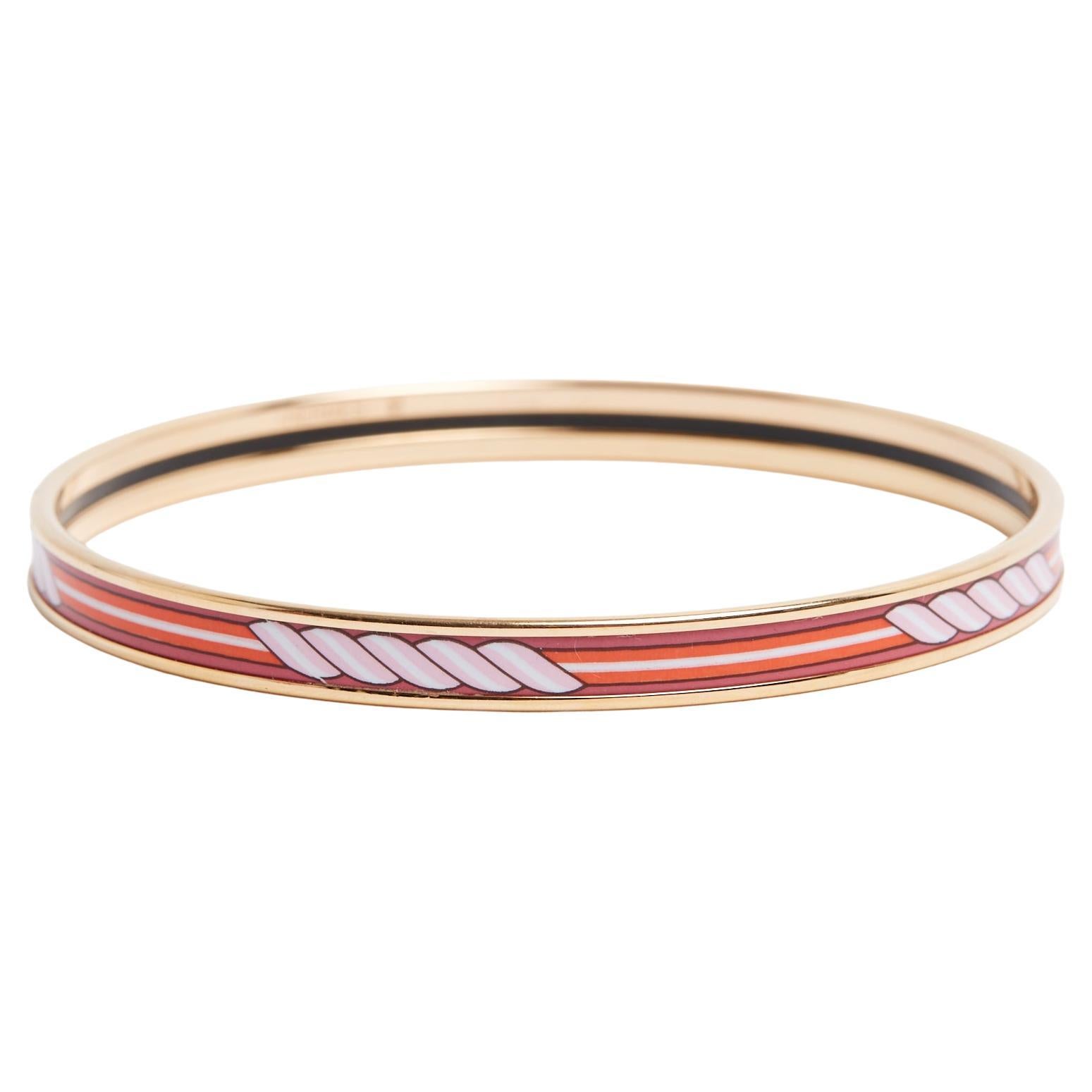 Hermès 1990s Bracelet Fin Email T65 Chaine Ancre Enamel Printed Bangle S Hermes For Sale