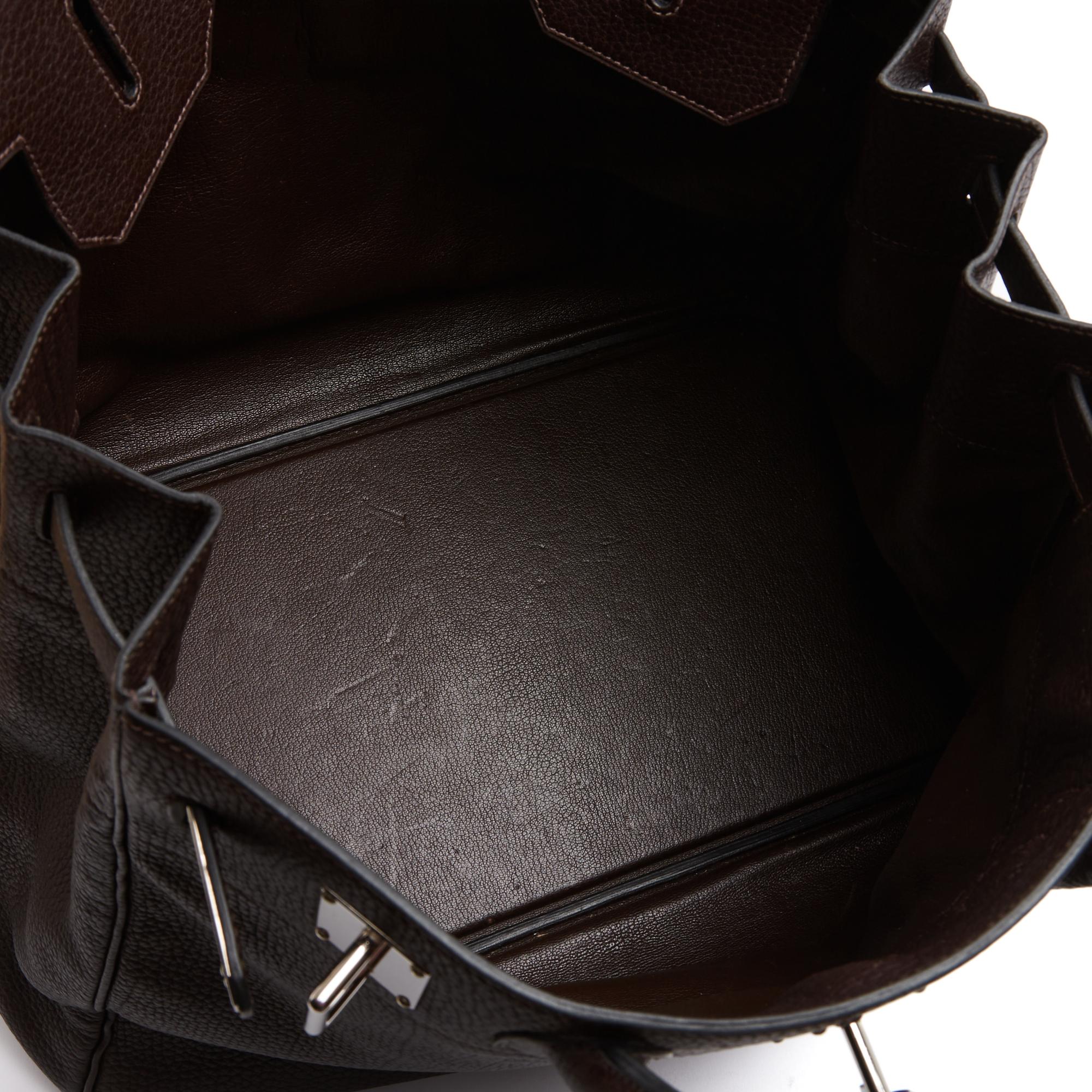 Hermès 2008 Sac Haut a courroies 40 Silver HDW Dark Brown Leather HAC Bag Hermes en vente 2
