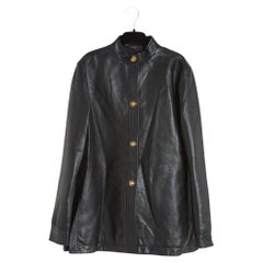 Louis Vuitton Chemise Veste FR38 Black Leather LV Turnlock Top Jacket UK10 US8