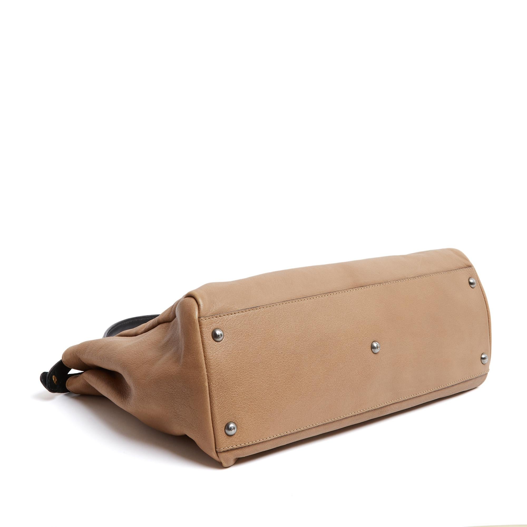 Fendi Sac Beige Noir Moyen Peekaboo Borsa a mano media in pelle e camoscio in vendita 3