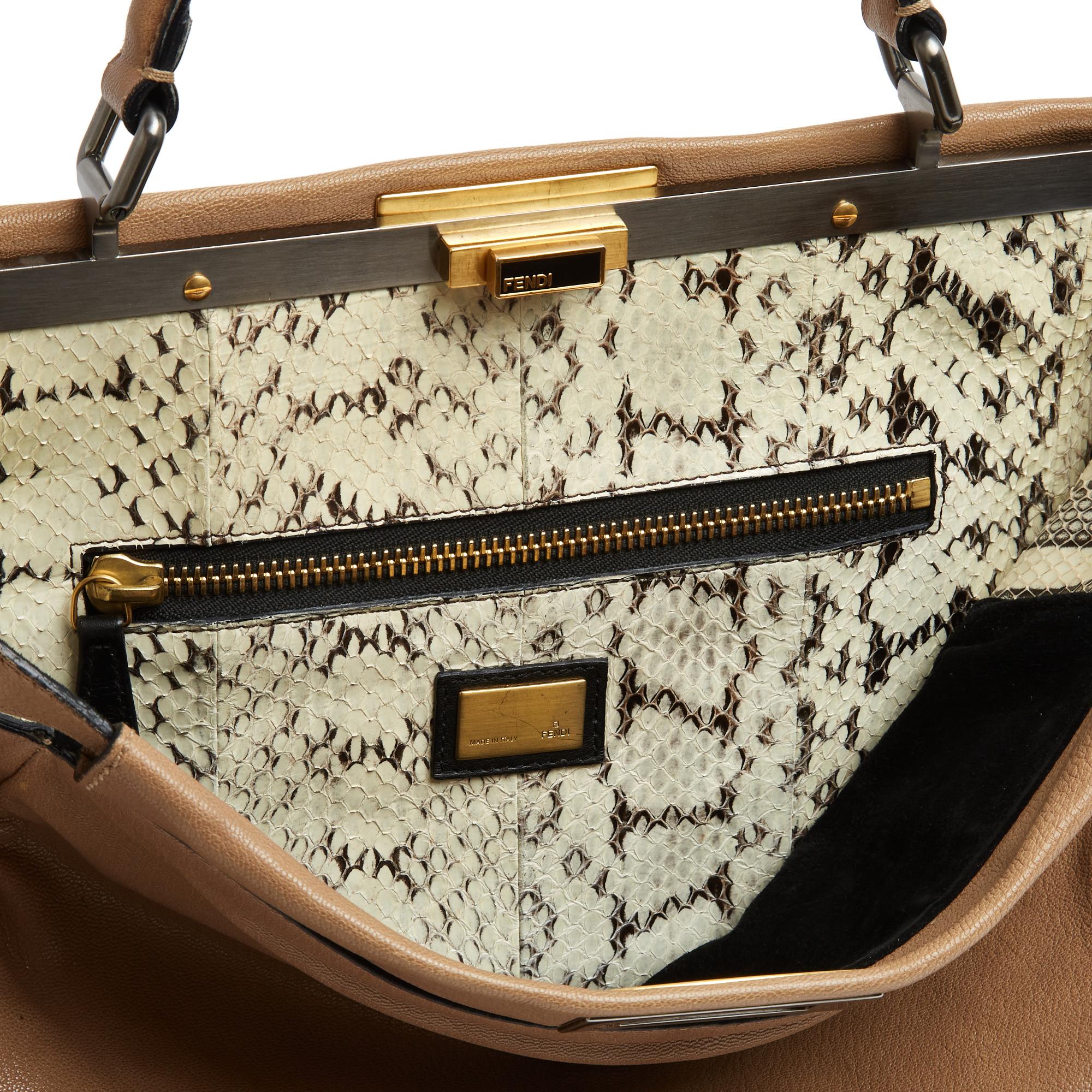 Fendi Sac Beige Noir Moyen Peekaboo Borsa a mano media in pelle e camoscio In condizioni buone in vendita a PARIS, FR