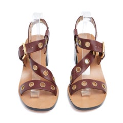Céline Sandale EU38.5 Phoebe Philo Burgundy Leather Sandals UK5.5 US8 NEW Celine