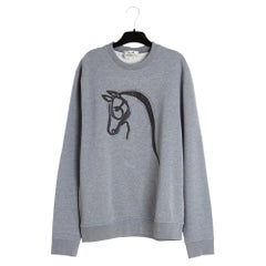 Hermès 2021 Sweatshirt FR38 Grau Baumwolle Schwarzes Leder Sweatshirt Größe M Hermès