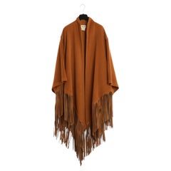 Hermès 1990s Veste Manteau TU Cashmere Leather Fringes Jacket Coat OS Hermes