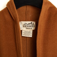 Hermès 1990s Veste Manteau TU Cashmere Leather Fringes Jacket Coat OS Hermes