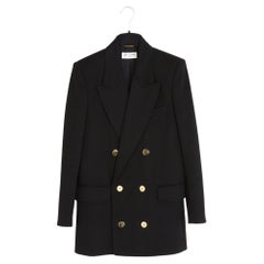 Saint Laurent 2020 Giacca FR40 in lana nera, blazer doppiopetto, taglia UK12 US8