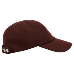 Hermès Casquette H Bordeaux T60 Burgundy Wool Clou de Selle Cap Hat XL Hermes
