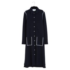 Bata de Thom Browne, color marino, modelo FR38, vestido camisero de punto azul marino, talla UK10, US8, en perfecto estado