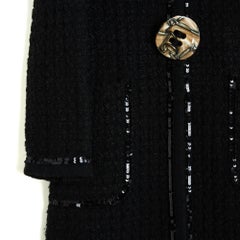 Dolce Gabbana Manteau Léger FR36 Black Tweed and Sequins Mid Season Coat UK8 US6