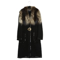 Dolce Gabbana Manteau Léger FR36 Black Tweed and Sequins Mid Season Coat UK8 US6