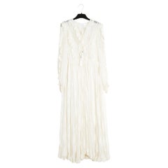 Zimmermann Robe Soie Ecru FR42 Swiss DotSilk Muslin Ruffles Maxi Dress UK14 US10