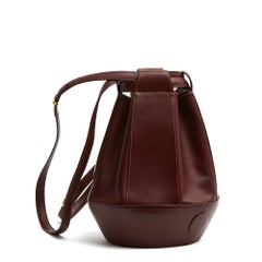 Cartier Sac Cuir Bordeaux 1990s Burgundy Leather Shoulder Bucket Bag Backpack
