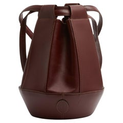 Cartier Sac Cuir Bordeaux 1990s Burgundy Leather Shoulder Bucket Bag Backpack