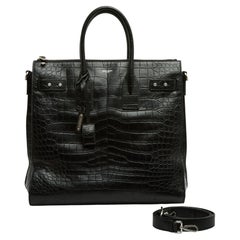 Saint Laurent Sac de Jour Noir North South – Handtasche aus schwarzem Leder mit zusätzlichem Riemen