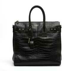 Saint Laurent Sac de Jour Noir North South – Handtasche aus schwarzem Leder mit zusätzlichem Riemen