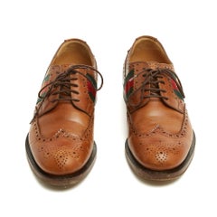 Gucci Richelieu Web Abeille EU38 Gold Leather Churchs style Derbies UK5 US7.5
