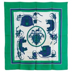 Sciarpa Hermès Foulard Carré 90, edizione Ex Libris 1946, in twill di seta verde Hermès