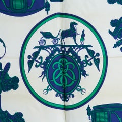 Sciarpa Hermès Foulard Carré 90, edizione Ex Libris 1946, in twill di seta verde Hermès