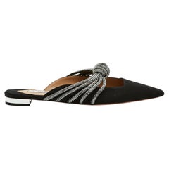 Aquazzura Mules Celeste EU38.5 Embellished Black Slip On Shoes UK5.5 US8 New