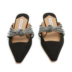 Aquazzura Mules Celeste EU38.5 Embellished Black Slip On Shoes UK5.5 US8 New