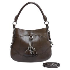 Etro 2020 Sac Cuir Dreamcatcher Brown Leather Silver Charms Shoulder bag New