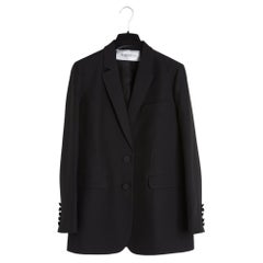 Valentino Garavani Veste FR40 Black Wool Silk Crepe Jacket Blazer UK12 US10