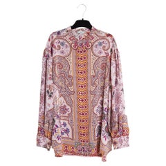 Etro 2020 Top Rose Oversize FR38 Oversized rosa Boteh-Seidenkreppbluse UK10 US8