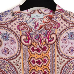 Etro 2020 Top Rose Oversize FR38 Oversized rosa Boteh-Seidenkreppbluse UK10 US8