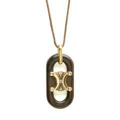 Céline Collier Pendentif Triomphe 1990s Ebony Vermeil Pendant Necklace Celine