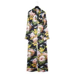 Olivia Von Halle Pyjama Soie FR42 Black Flor Silk Satin Night Ensemble UK14 US10