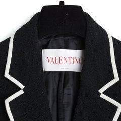 Valentino 2023 Veste Oversize FR38 Black Wool Ecru Piping Jacket Blazer UK10 US8