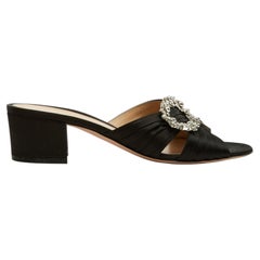 Sandalias Monroe de Gianvito Rossi, talla EU 38,5, negras, con adornos, tipo mules, con tacón; UK 5,5, US 8