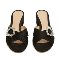 Sandalias Monroe de Gianvito Rossi, talla EU 38,5, negras, con adornos, tipo mules, con tacón; UK 5,5, US 8
