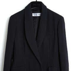 Christian Dior 2023 Manteau FR44 Chiuri Black Wool Crepe Bar Coat UK16 US12