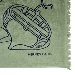 Hermès Drap de bain Tapis Plage Thalassa Grün-Marineblau Badetuch, neuwertig, Hermès