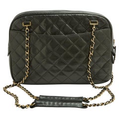 Chanel 1990 Sac Camera MM Noir CC Timeless Classique Black leather Shoulder Bag