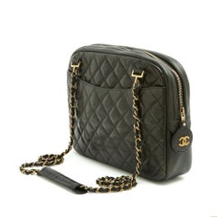 Chanel 1990 Sac Camera MM Noir CC Timeless Classique Black leather Shoulder Bag