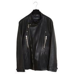 Dolce Gabbana Veste Blouson Perfecto T52 Soft Black Leather Biker Jack UK42 US42