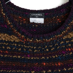 Chanel 2011 Pull Bordeaux Noir Or FR36 Byzance Golden Wool Knit Tweed UK8 US4