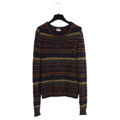 Chanel 2011 Pull Bordeaux Noir Or FR36 Byzance Golden Wool Knit Tweed UK8 US4