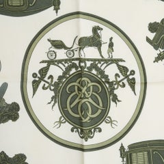 Sciarpa Hermès Foulard Carré 90, edizione Ex Libris 1946, in twill di seta verde salvia, Hermès